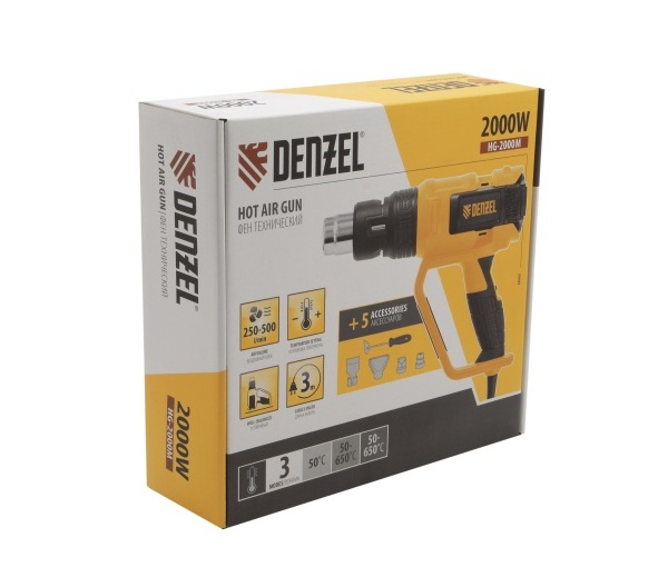 Фен технический HG-2000M, 2000Вт, 3 режима Denzel 28005